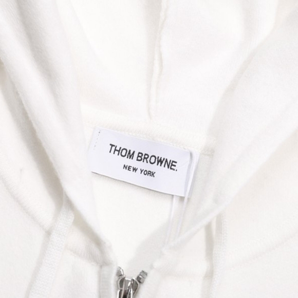Thom Browne white zip-up hooded sweater - Picture 7 of 8